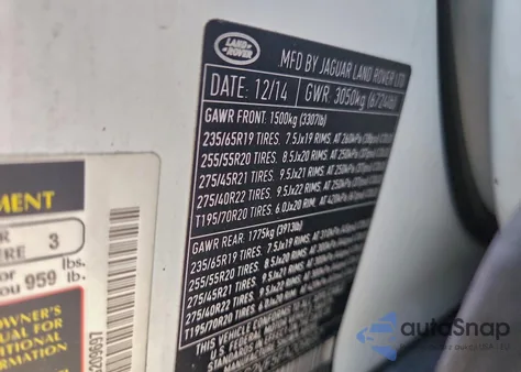 2015 Land Rover Range Rover Hse z USA, uszkodzony, nr VIN SALGS2VF5FA209697